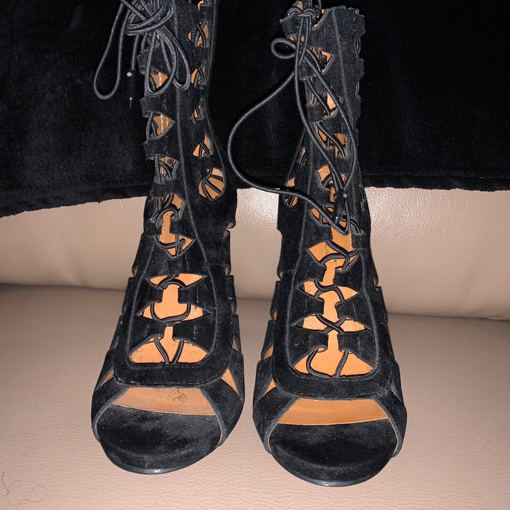 Sexy black lace up heels